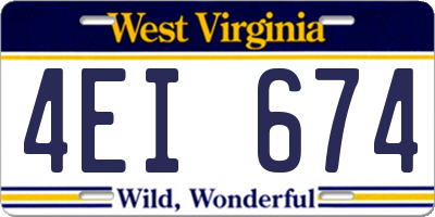 WV license plate 4EI674
