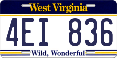 WV license plate 4EI836