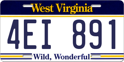 WV license plate 4EI891