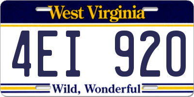WV license plate 4EI920