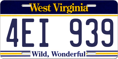 WV license plate 4EI939