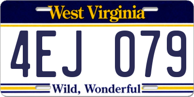 WV license plate 4EJ079