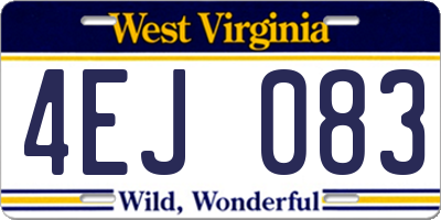 WV license plate 4EJ083