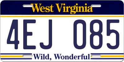 WV license plate 4EJ085