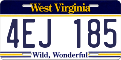 WV license plate 4EJ185