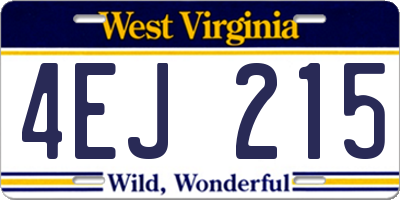 WV license plate 4EJ215
