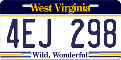 WV license plate 4EJ298