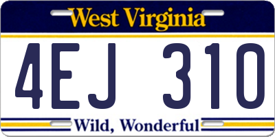 WV license plate 4EJ310