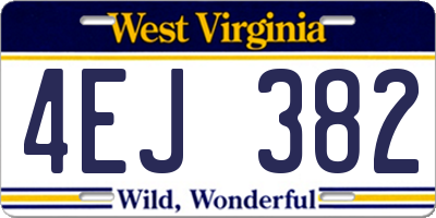 WV license plate 4EJ382