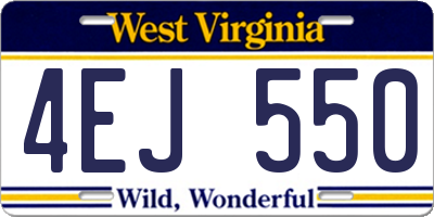 WV license plate 4EJ550