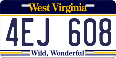 WV license plate 4EJ608
