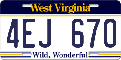WV license plate 4EJ670