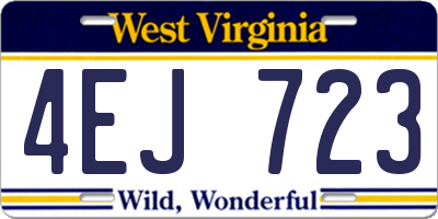 WV license plate 4EJ723