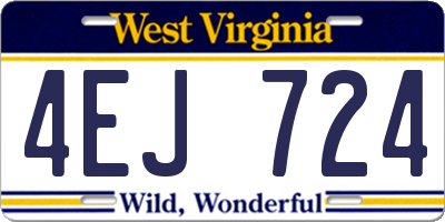WV license plate 4EJ724