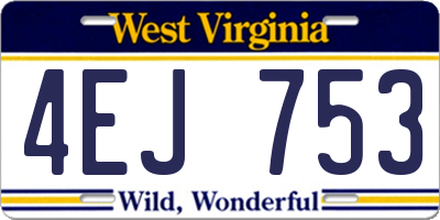 WV license plate 4EJ753