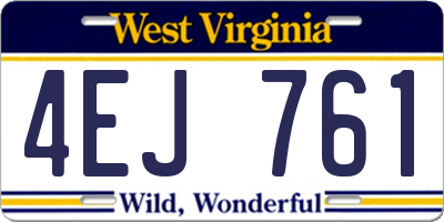 WV license plate 4EJ761