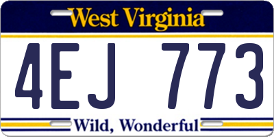 WV license plate 4EJ773