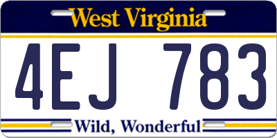 WV license plate 4EJ783