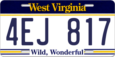 WV license plate 4EJ817