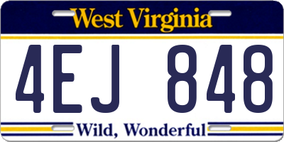 WV license plate 4EJ848