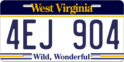 WV license plate 4EJ904