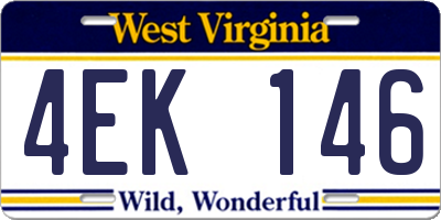 WV license plate 4EK146