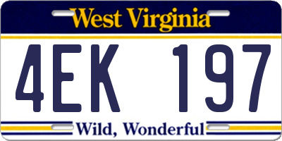 WV license plate 4EK197