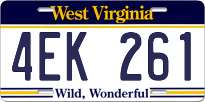 WV license plate 4EK261