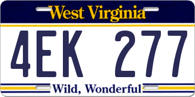 WV license plate 4EK277