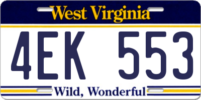 WV license plate 4EK553