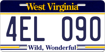WV license plate 4EL090