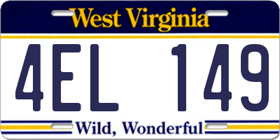 WV license plate 4EL149