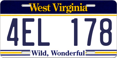 WV license plate 4EL178