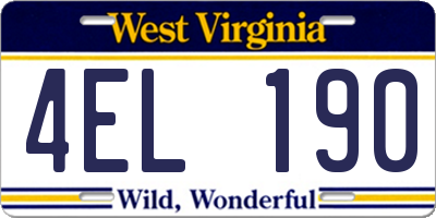 WV license plate 4EL190