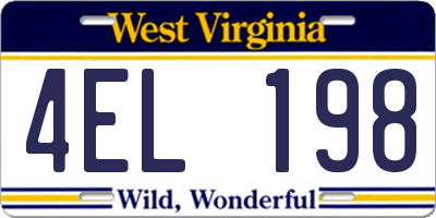 WV license plate 4EL198