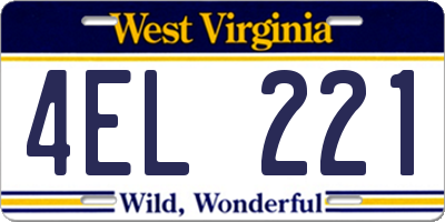 WV license plate 4EL221