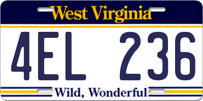 WV license plate 4EL236