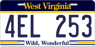 WV license plate 4EL253