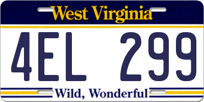WV license plate 4EL299
