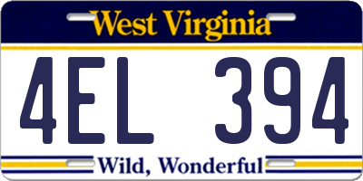 WV license plate 4EL394