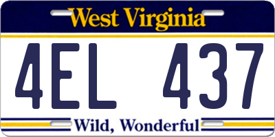 WV license plate 4EL437