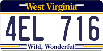 WV license plate 4EL716