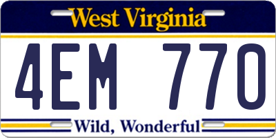 WV license plate 4EM770