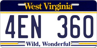 WV license plate 4EN360