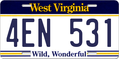 WV license plate 4EN531