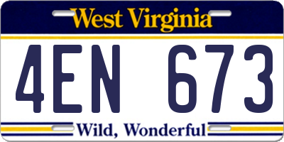 WV license plate 4EN673