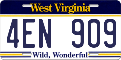 WV license plate 4EN909