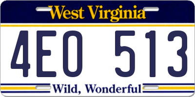 WV license plate 4EO513