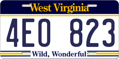 WV license plate 4EO823