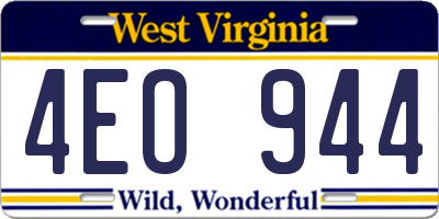 WV license plate 4EO944